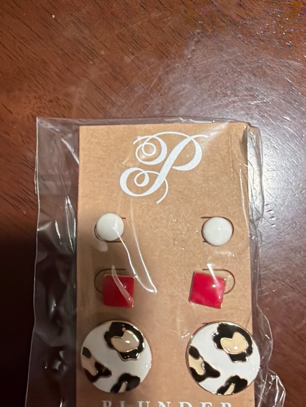 Plunder White & Black Leopard Stud Earring Set